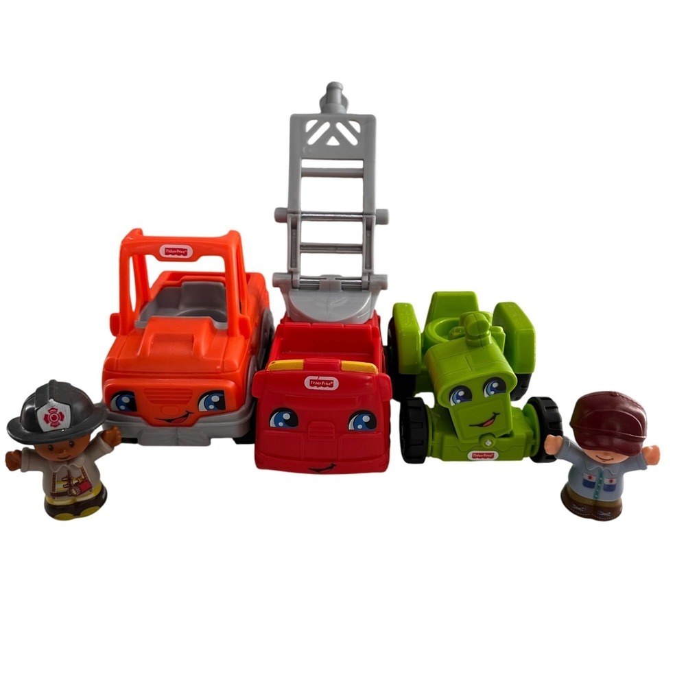 Little People Fisher Price Construction Firefighter Vehicle Set 5 Piece Tractor